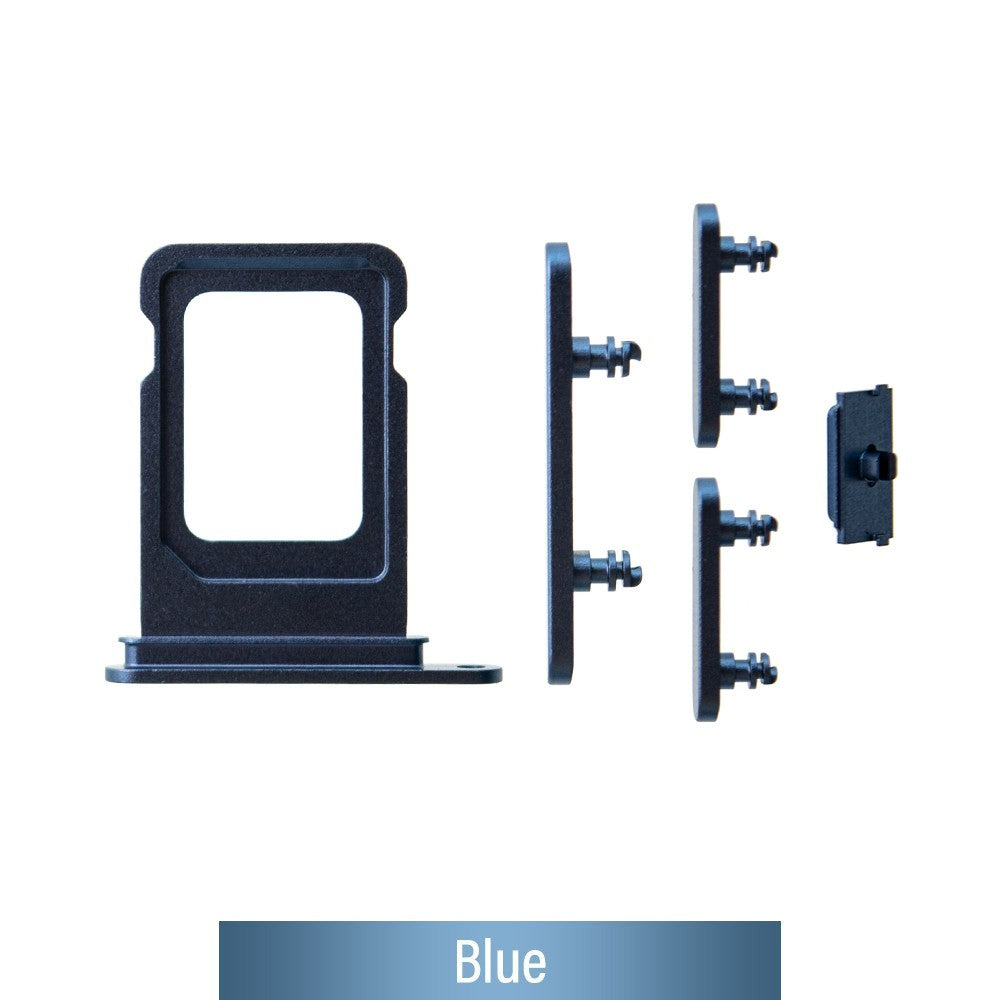 Single SIM Card Tray and Side Button for iPhone 14 / 14 Plus-Blue Single SIM Card Tray and Side Button for iPhone 14 / 14 Plus-Blue